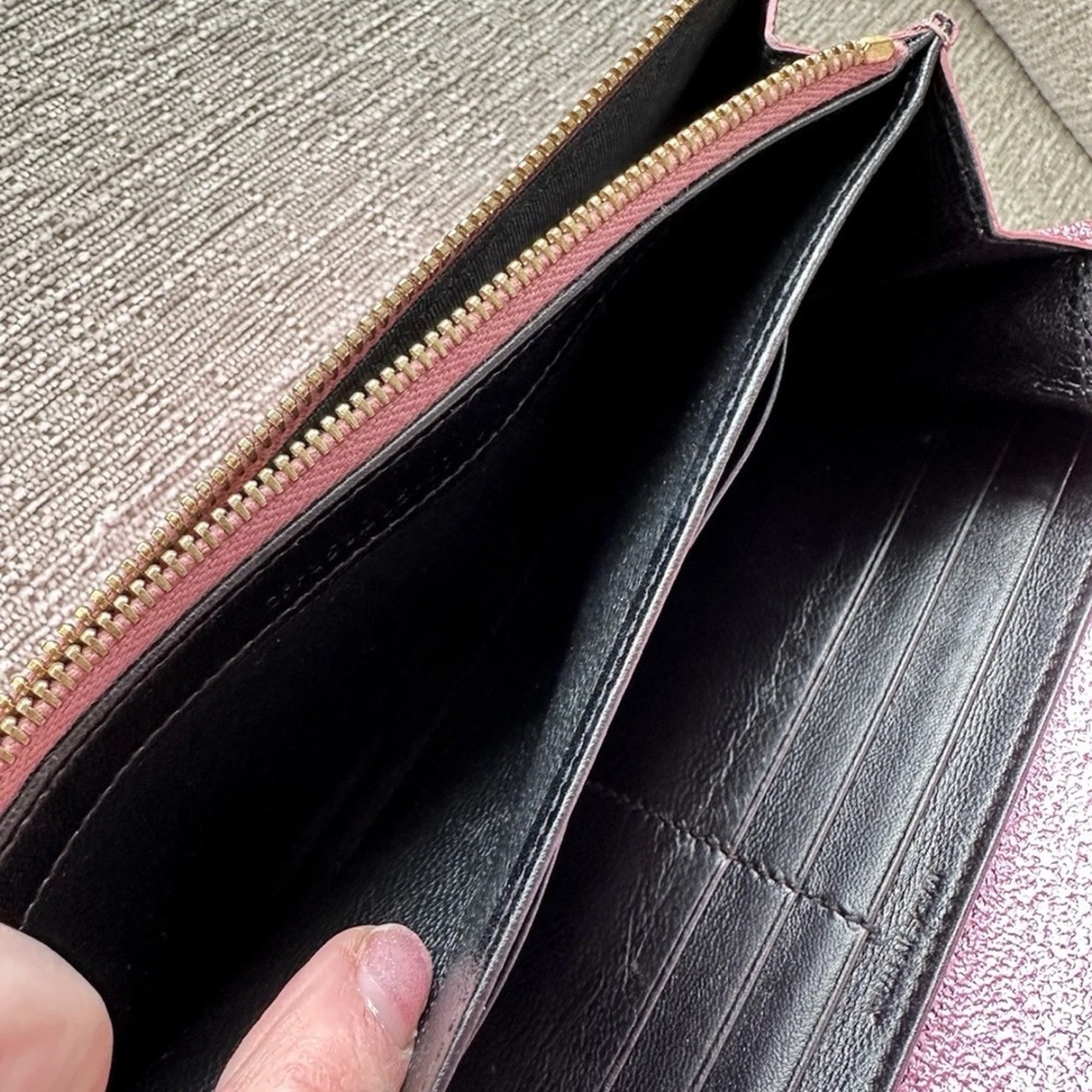 Authentic Shiny Matalic Pink YSL Yves Saint Laurent Wallet Genuine Leather - Picture 14 of 17